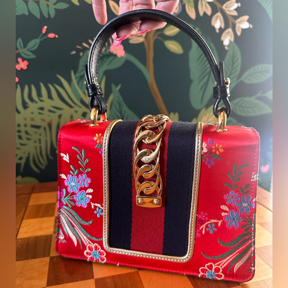 GUCCI LIMITED EDITION Mini Sylvie Floral Jacquard Top Handle Bag - Picture 2 of 12